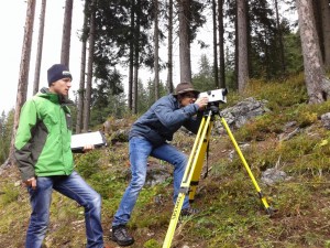 Vermessungsübung an der frischen Luft